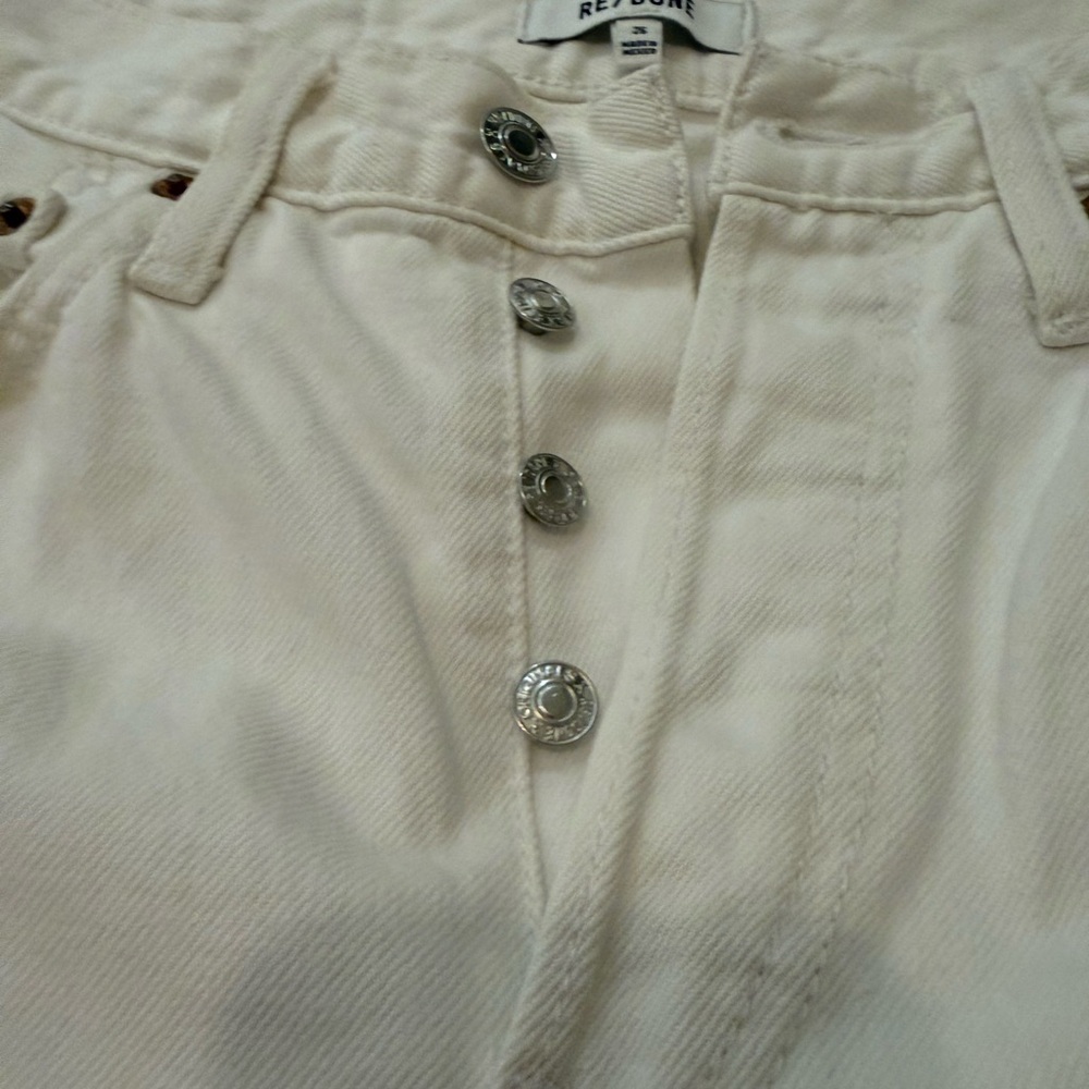 Re/Done High Rise Loose Ripped White Jeans - Picture 5 of 11